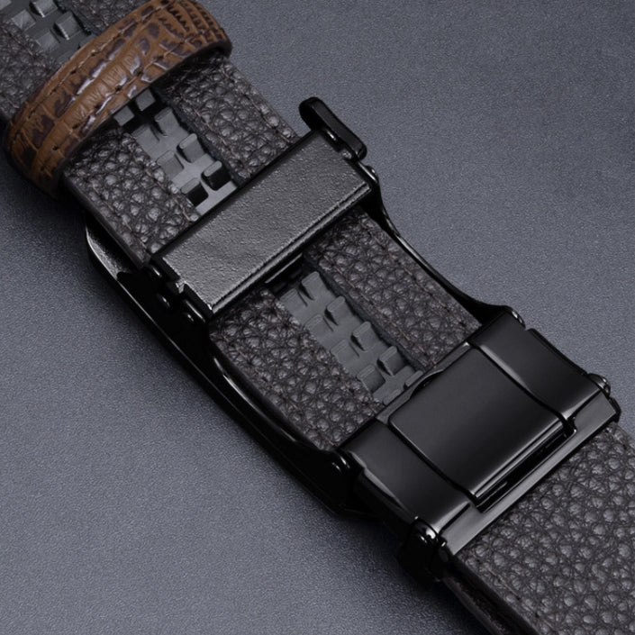 Premium Coffee Crocodile Texture Men's Belt