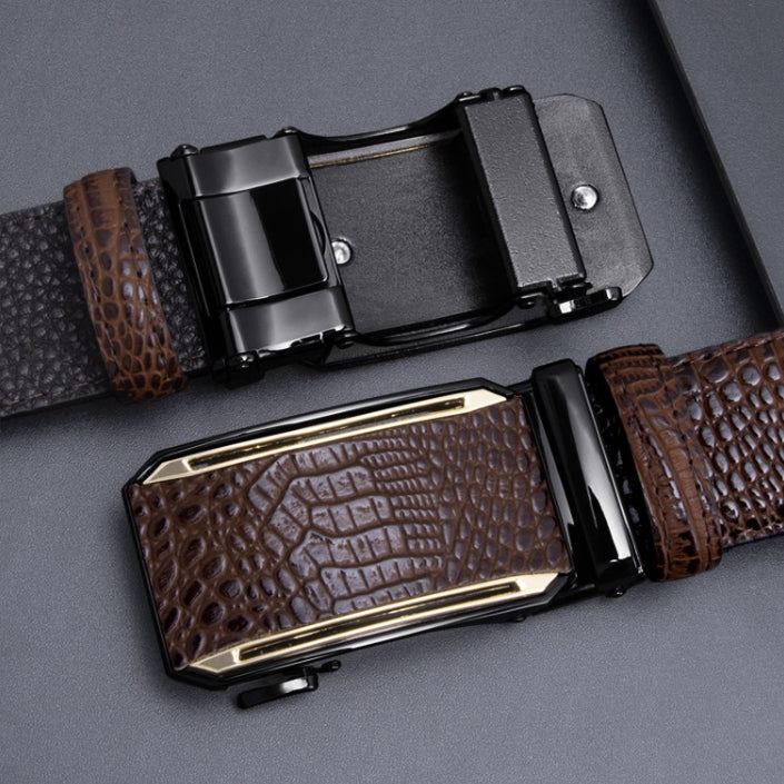 Premium Coffee Crocodile Texture Men's Belt
