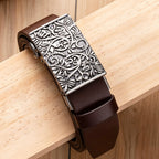 Coffee Vintage Engraved Automatic Buckle Men's Belt