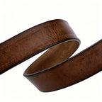 Brown Top Grain Leather Men's Pin Buckle Belt