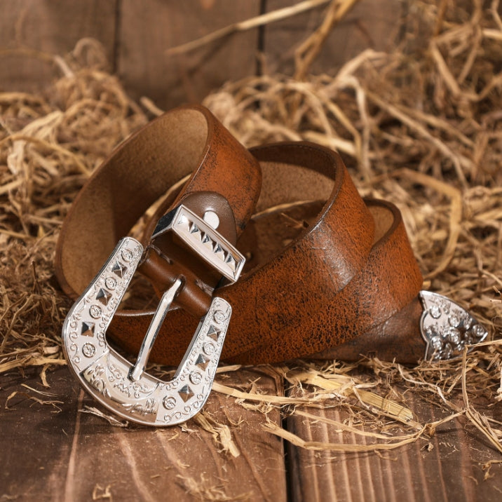 Premium Brown Stylish Men's Pin Buckle Belt
