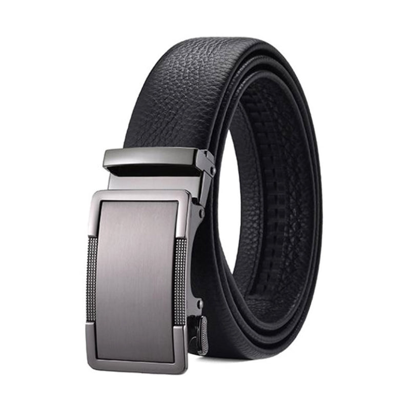 Matte Gunmetal Genuine Leather Casual Automatic Buckle Belt Main image