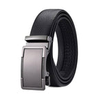 Matte Gunmetal Genuine Leather Casual Automatic Buckle Belt
