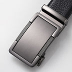 Matte Gunmetal Genuine Leather Casual Automatic Buckle Belt