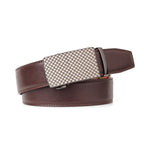 Brown Brushed Buckle Genuine Leather Men's Belt