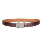 Brown Brushed Buckle Genuine Leather Men's Belt