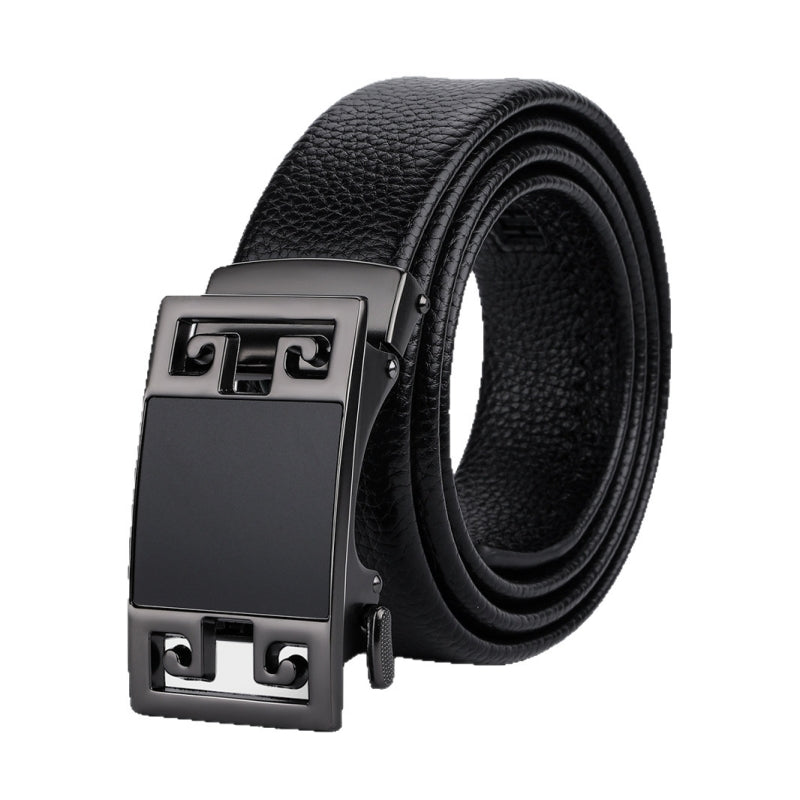 Black Genuine Leather Men's Business Casual Belt