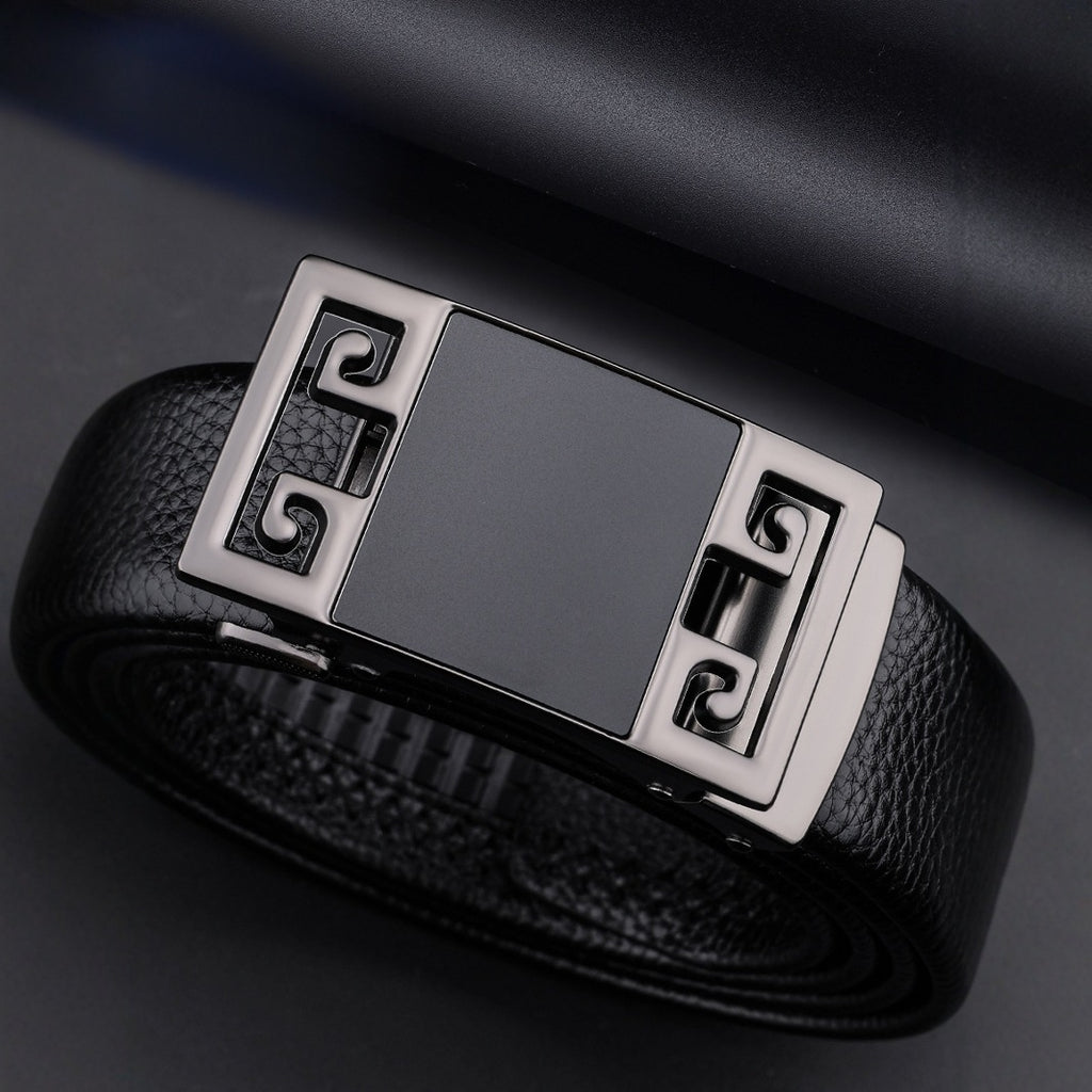 Black Genuine Leather Men's Business Casual Belt