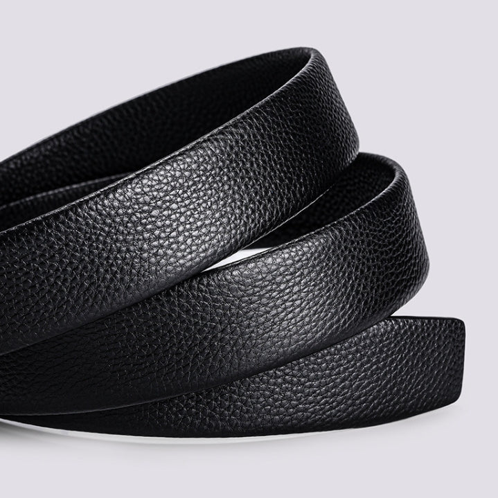 Black Genuine Leather Men's Business Casual Belt