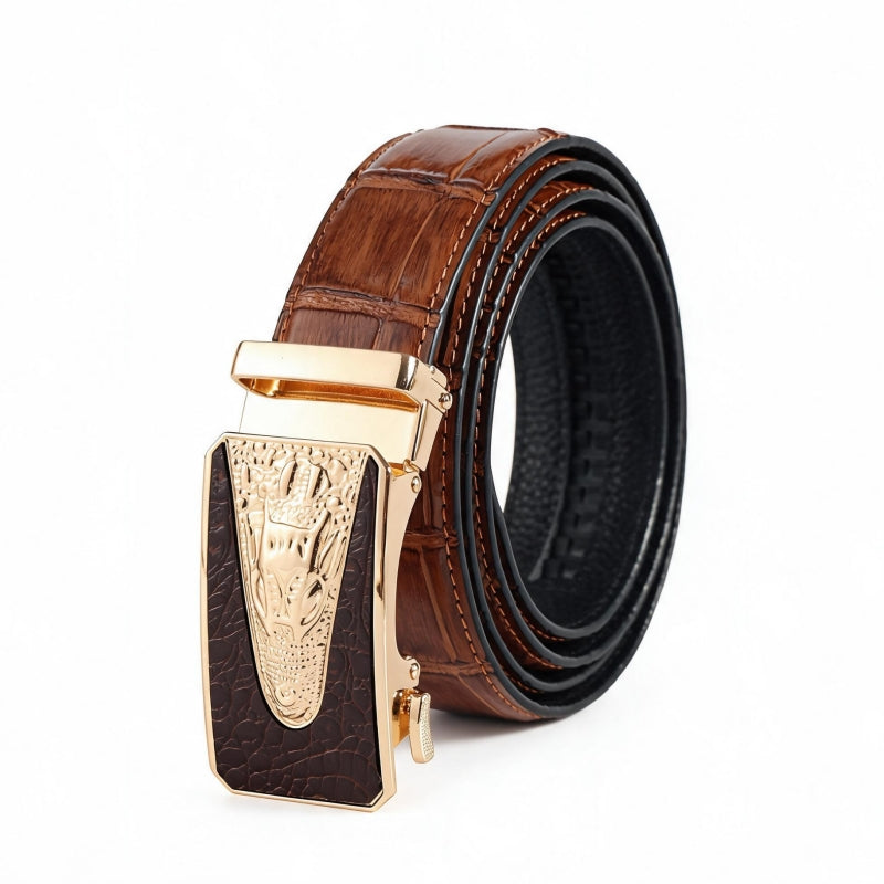 Brown Croc Pattern Premium Cowhide Men's Belt Main image