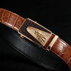 Brown Croc Pattern Premium Cowhide Men's Belt