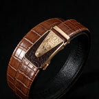 Brown Croc Pattern Premium Cowhide Men's Belt