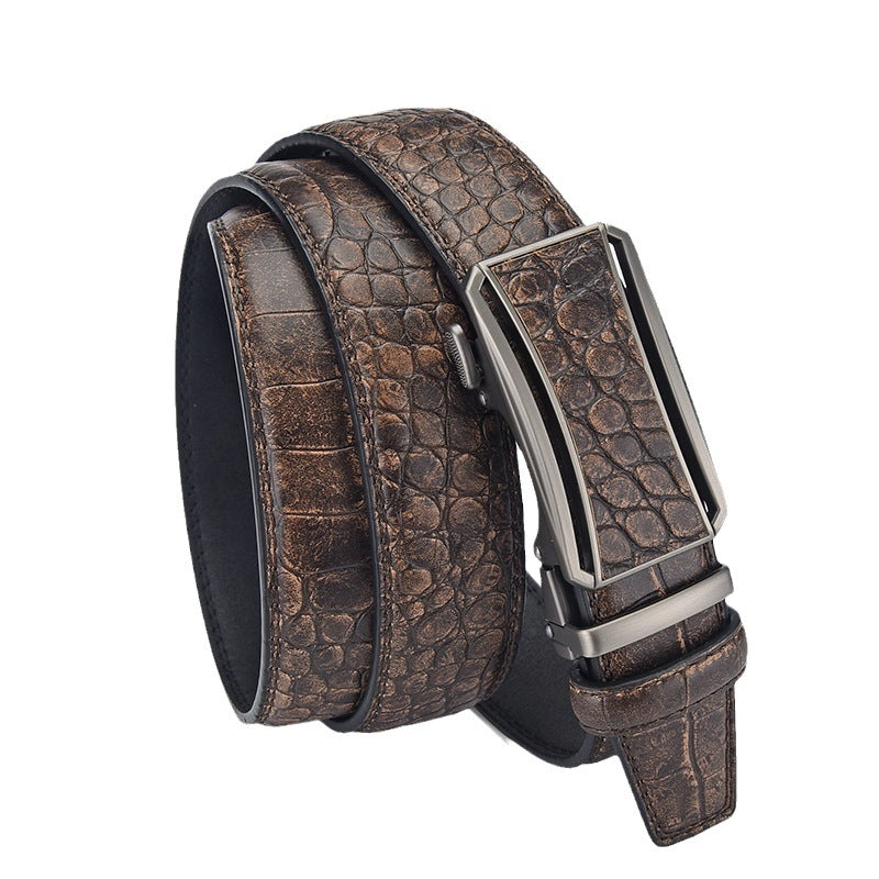 Chestnut Brown Croc Embossed Men's Automatic Buckle Belt