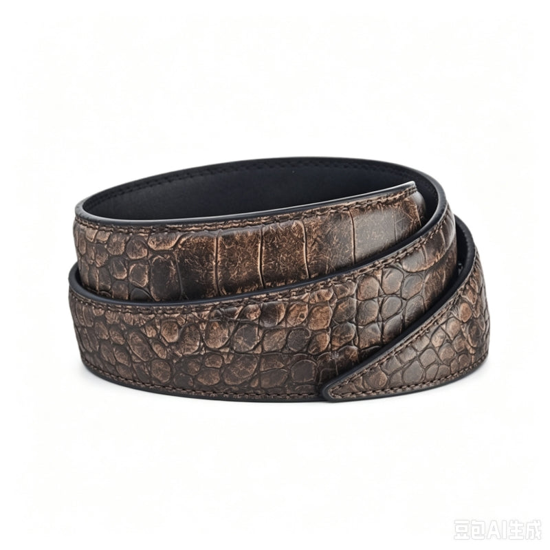 Chestnut Brown Croc Embossed Men's Automatic Buckle Belt