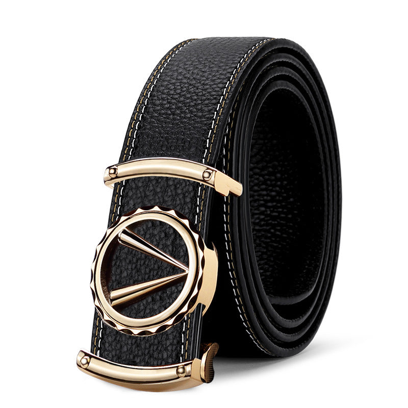 New Stylish Men's Genuine Leather Automatic Buckle Belt Main image