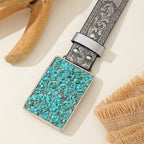 Vintage Silver Gray Embossed Pattern Belt