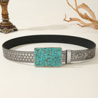 Vintage Silver Gray Embossed Pattern Belt