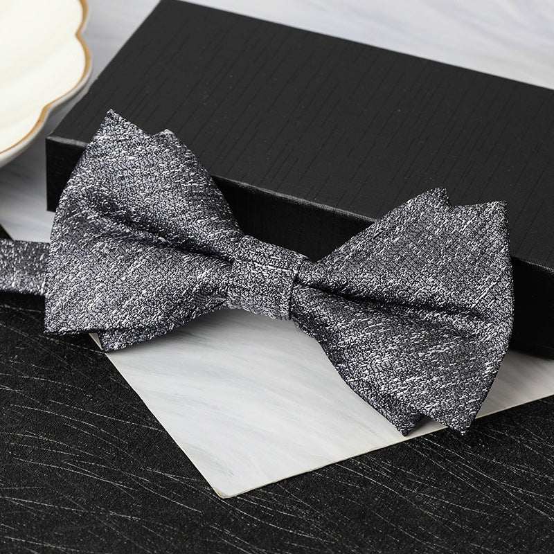 Silver Gray Textured Men’s Bow Tie