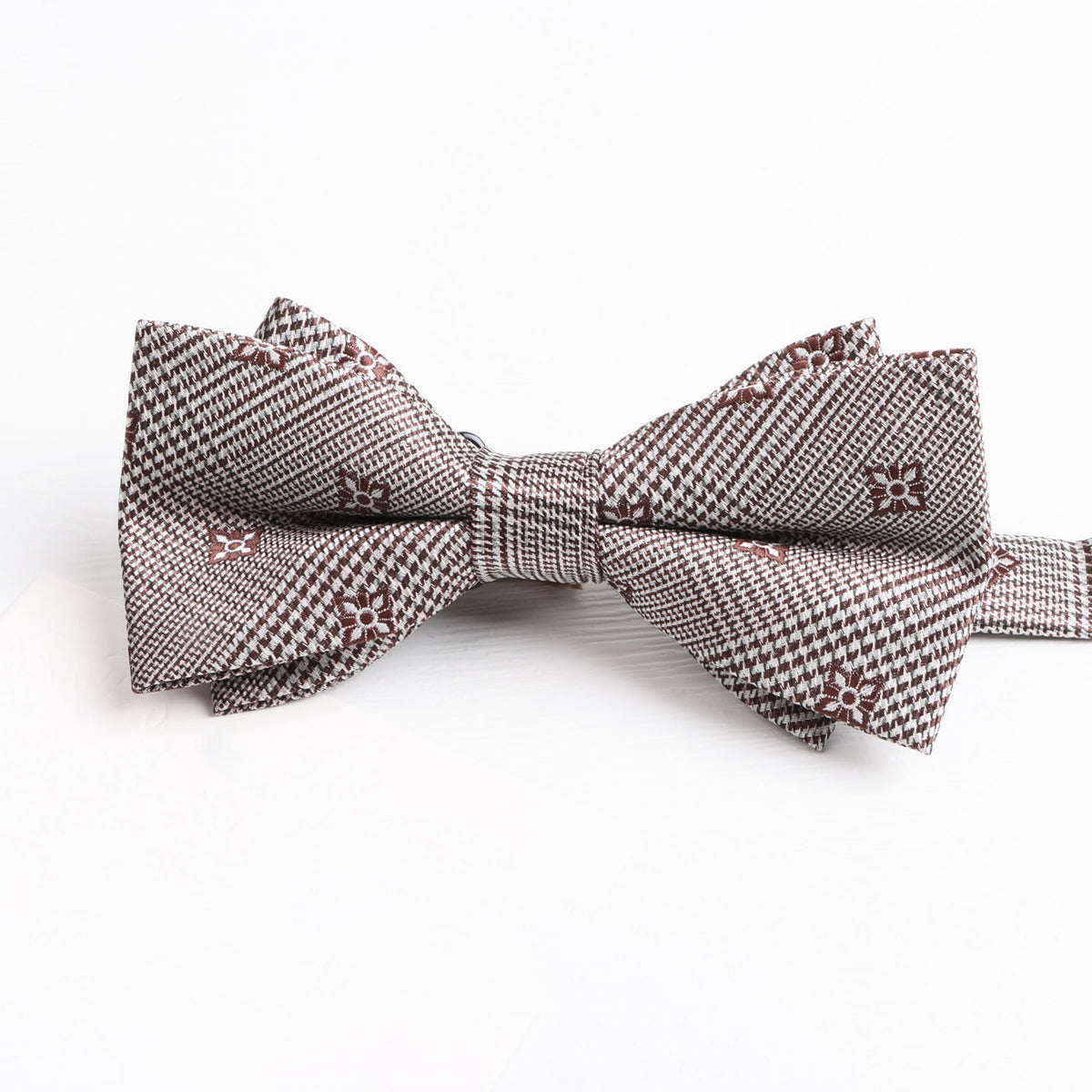 Brown Houndstooth Floral Men’s Bow Tie Main image