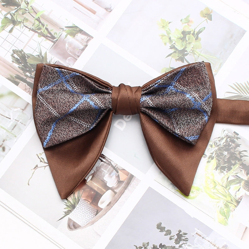 Men's Brown Vintage Stripe Horn Bow Tie