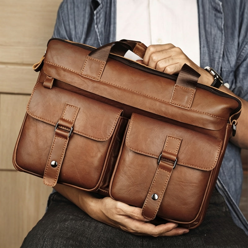 Premium Brown Vintage Genuine Leather Briefcase For Men