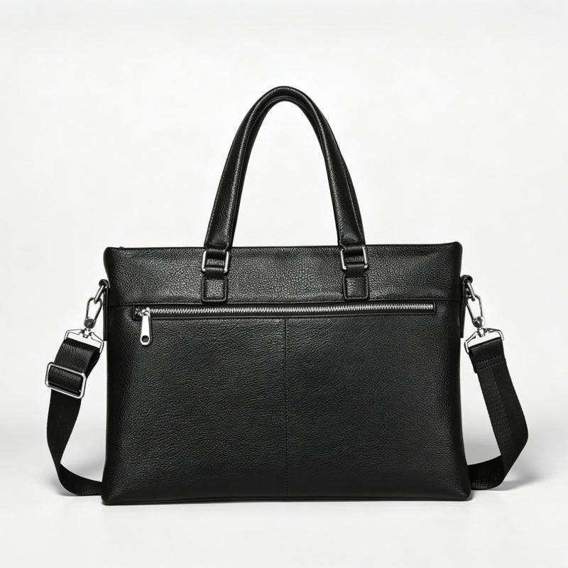 New Black Full‑Grain Leather Men's Briefcase