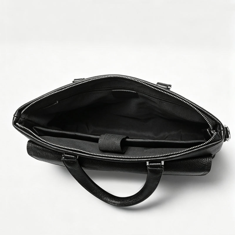 New Black Full‑Grain Leather Men's Briefcase