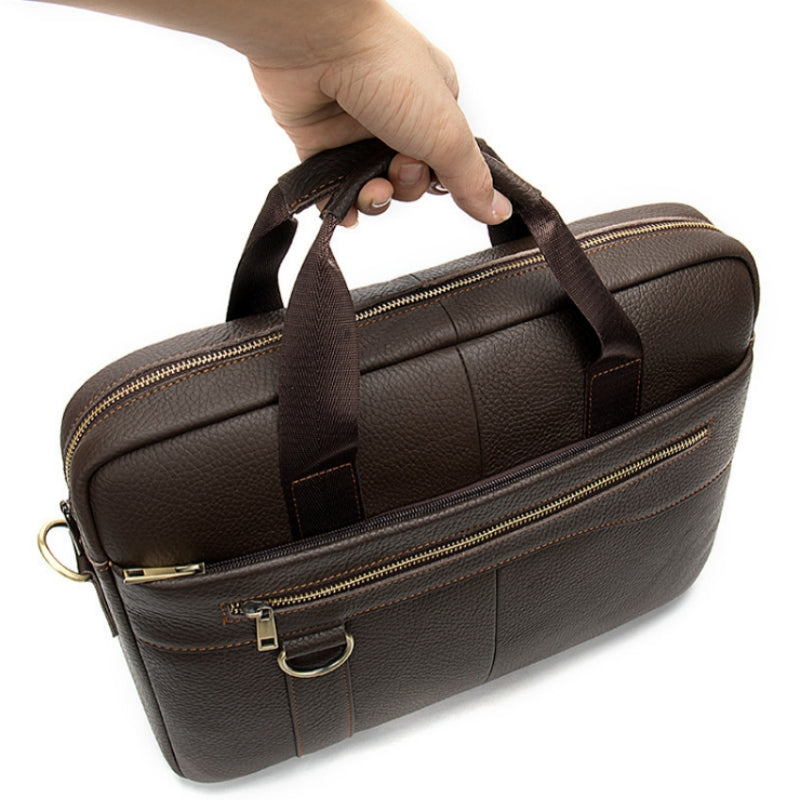 Coffee Brown Genuine Leather Briefcase