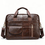 Vintage Dark Coffee Genuine Leather Mature Men’s Briefcase
