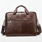 Vintage Dark Coffee Genuine Leather Mature Men’s Briefcase