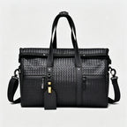 Black Woven Texture Large Capacity Briefcase