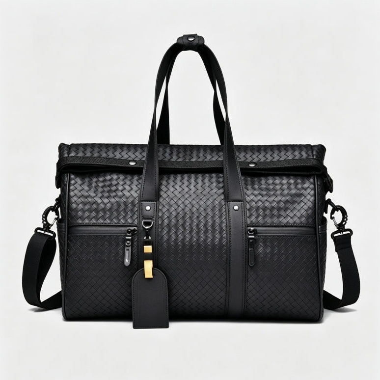 Black Woven Texture Large Capacity Briefcase