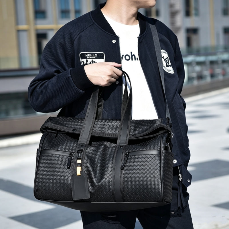 Black Woven Texture Large Capacity Briefcase