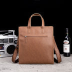 Coffee Brown Leather Men's Tote Briefcase