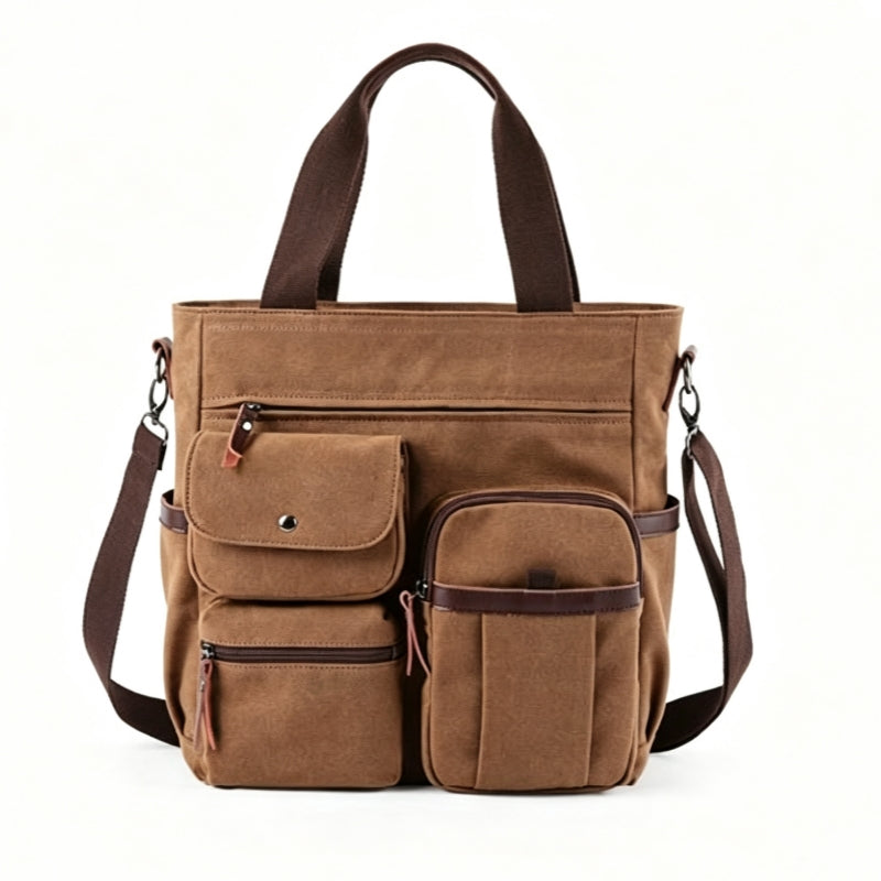 Trendy Canvas Coffee Brown Men's Briefcase Main image