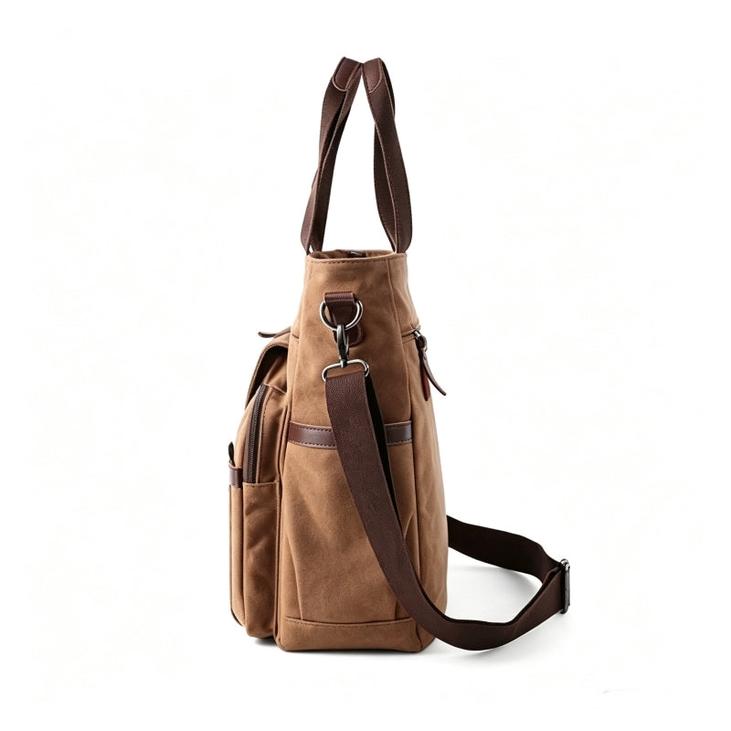 Trendy Canvas Coffee Brown Men's Briefcase