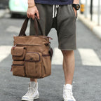 Trendy Canvas Coffee Brown Men's Briefcase