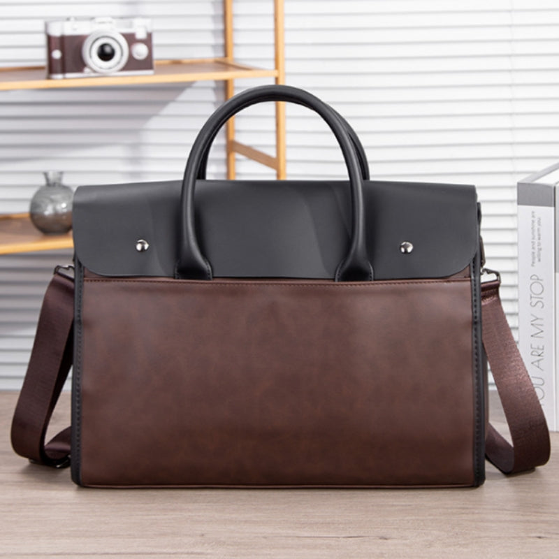 Vintage Color Block Briefcase For Men Main image