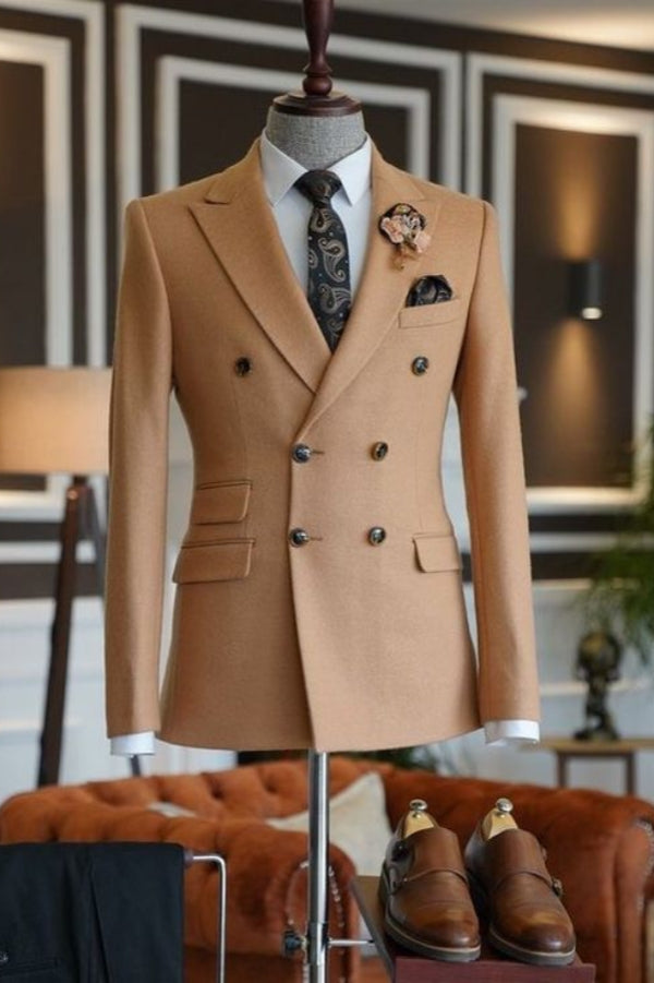 Dust Orange Peaked Lapel Double Breasted Men Suits Main image