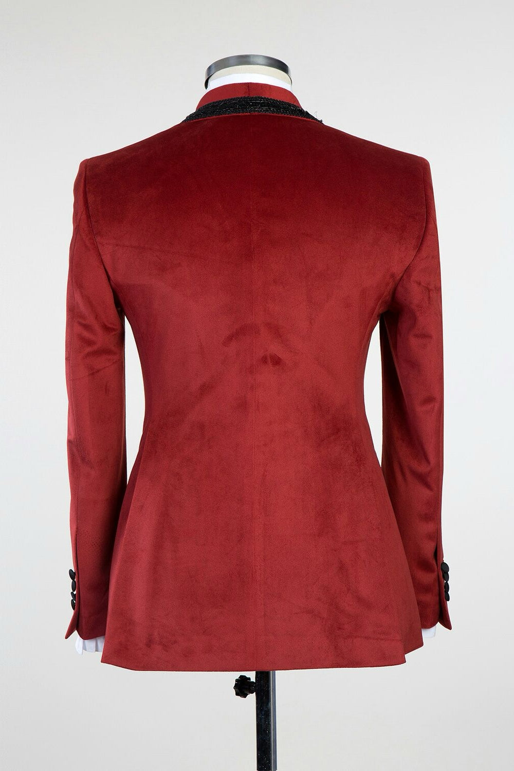 Dark Red Velvet Shawl Lapel Black Chains Men Suits Secondary image