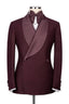 Burgundy Shawl Lapel Double Breasted Suits For Men
