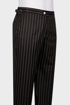 Black Striped Peaked Lapel 3 Piece Suits For Men