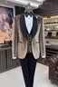 Light Coffee Velvet Black Shawl Lapel 3 Piece Men Suits