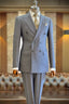 Slate Gray Peaked Lapel Double Breasted Men Suits