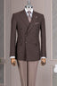 Chocolate Brown Double Breasted Striped Peaked Lapel Suits