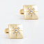 Gold Plated Square Men's Cufflinks With Sparkling Rhinestone Inlay