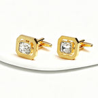 Square Gold Crystal Cufflinks For Men