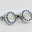 Round Silver Blue Rhinestone Cufflinks