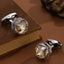 Hexagon Silver Champagne Crystal Cufflinks