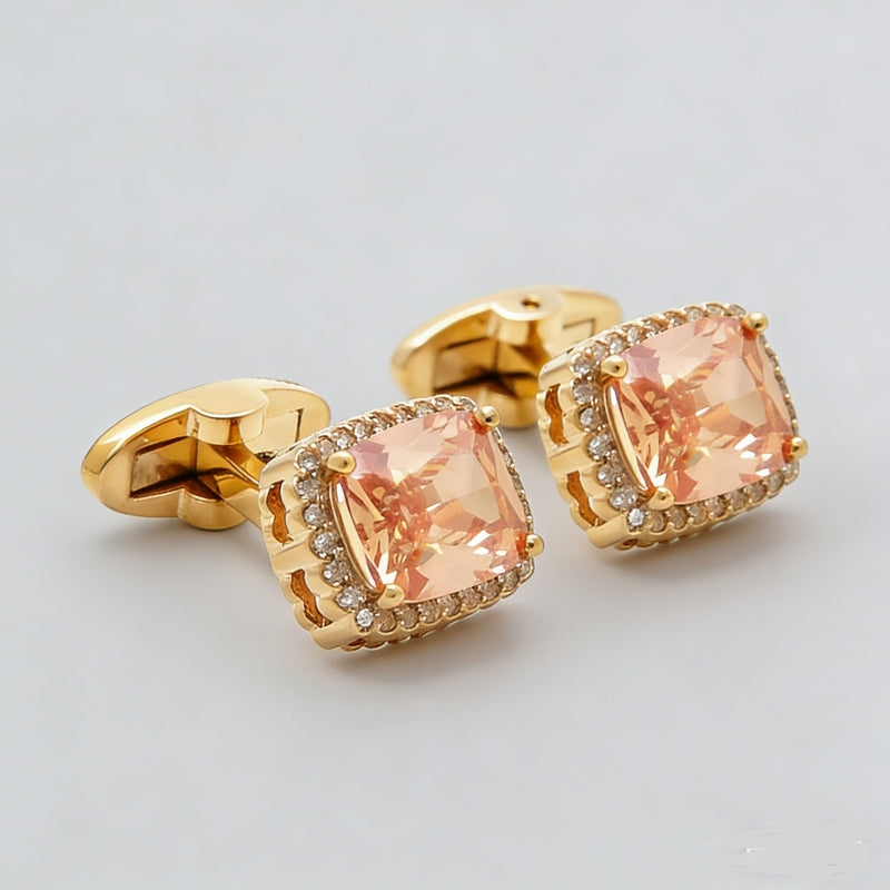 Square Gold Champagne Crystal Cufflinks Main image